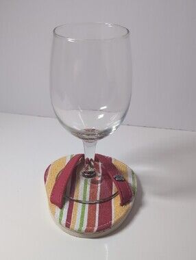 2 Summer Stripe Wine Glass Flip Flop Coasters